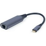 Gembird - USB Type-C Gigabit Netwerkadapter - Grijs - Metalen Behuizing