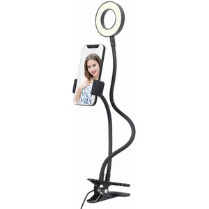 Gembird MOBIELE ACC SELFIE RING&HOUDER/LED-RING4-PH-01 (Ringlicht), Constant licht, Zwart