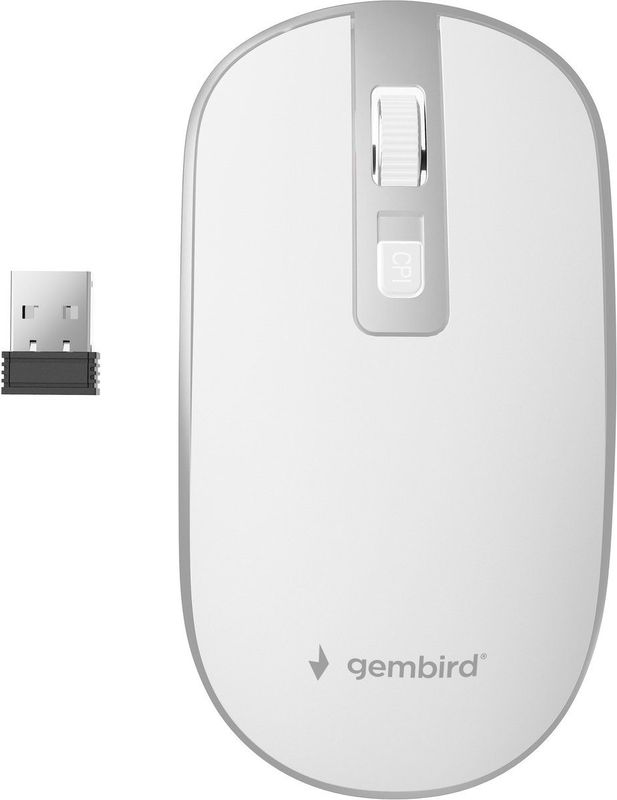 Gembird MUSW-4B-06-WS Muis - Zilver - Wit - Draadloos - Ergonomisch