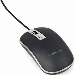 Gembird MUS-4B-06-BS Muis - Zwart - Zilver - Bedraad - Optisch