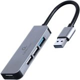 Gembird - 4-poorts USB-hub - Zwart - Zilver - USB 3.2 Gen 1 - USB 2.0