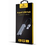 Gembird - 4-poorts USB-hub - Zwart - Zilver - USB 3.2 Gen 1 - USB 2.0