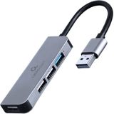 Gembird - 4-poorts USB-hub - Zwart - Zilver - USB 3.2 Gen 1 - USB 2.0