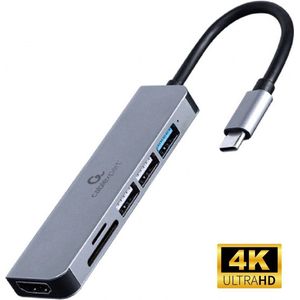 Gembird USB C Hub - 6 in 1 - USB C naar HDMI 4K - SD/Micro SD Card