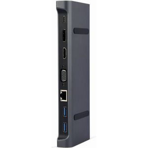 Gembird USB Type C multi-poort adapter (USB C), Docking station + USB-hub, Grijs
