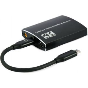 Gembird USB-C naar dubbele HDMI adapter, 4K 60Hz, zwart