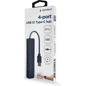 Gembird - 4-poorts USB 3.1 Gen 1 Type-C HUB - Zwart - USB-Hub