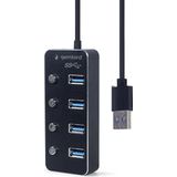 Gembird - USB 3.1 Gen 1 4-poorts Docking Station - Zwart - 4 USB-A Poorten