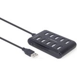 Gembird - UHB-U2P10P-01 - USB 2.0 HUB - Zwart - 10 Poorten