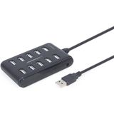 Gembird - UHB-U2P10P-01 - USB 2.0 HUB - Zwart - 10 Poorten