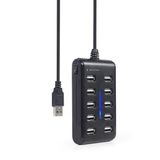 Gembird - UHB-U2P10P-01 - USB 2.0 HUB - Zwart - 10 Poorten
