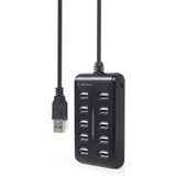Gembird - UHB-U2P10P-01 - USB 2.0 HUB - Zwart - 10 Poorten