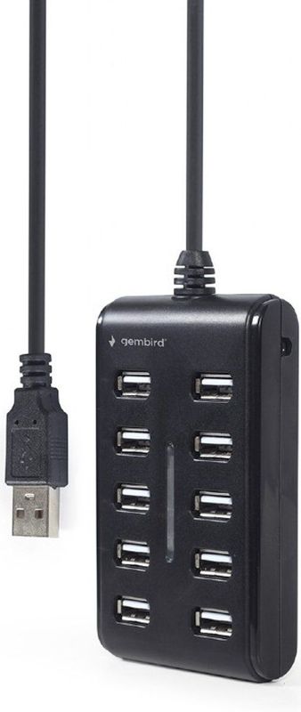 Gembird - UHB-U2P10P-01 - USB 2.0 HUB - Zwart - 10 Poorten