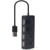 Gembird - USB 2.0 Hub - Zwart - 4 Poorten met Schakelaars