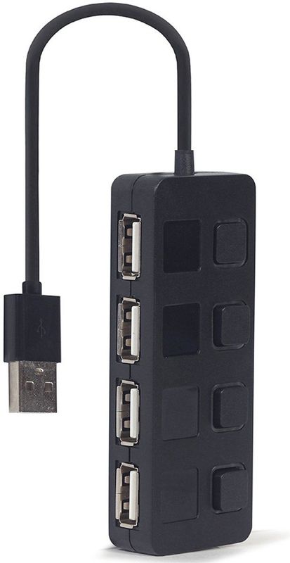 Gembird - USB 2.0 Hub - Zwart - 4 Poorten met Schakelaars