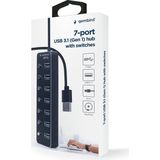 Gembird - 7-poorts USB 3.1 Gen 1 HUB - Zwart - USB-C - Docking Station