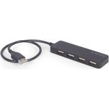 Gembird 4 poorts USB 2.0 hub, 30 cm kabel, zwart