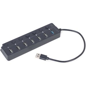 Gembird - 7-poorts USB Hub - Zwart - USB-C - Docking Station