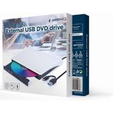 Gembird externe USB CD/DVD-Rom drive (lezen en branden) - USB-A/USB-C - USB3.0 / zwart/wit