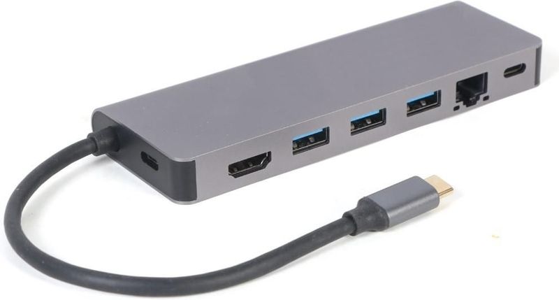 Gembird - A-CM-COMBO5-05 - Docking Station - Zilver - USB-C - 8 Havens