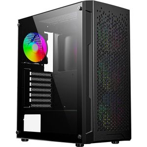 PC Behuizing - Midi Tower - Zwart - Gehard Glas - Multi Belichting