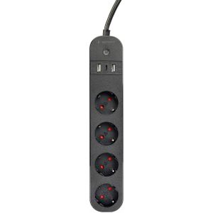 Gembird TSL-PS-S4U-01 intelligente stekkerdoos 4 AC-uitgang(en) Type E 1,5 m 3 3680 W Zwart