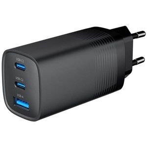 Gembird Universal GaN USB charger QC 3.0 & PD 65W 2-port - Black
