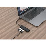USB-C Hub - 4x USB-A en USB-C - USB 3.2 Gen 1 - 0,15 meter - Zwart