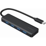 USB-C Hub - 4x USB-A en USB-C - USB 3.2 Gen 1 - 0,15 meter - Zwart