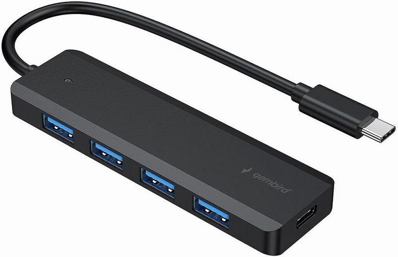 USB-C Hub - 4x USB-A en USB-C - USB 3.2 Gen 1 - 0,15 meter - Zwart