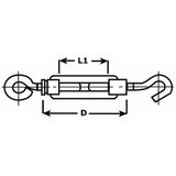 Dulimex - Spanschroef H+O - RVS AISI 316 - 08x120 mm