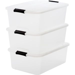 IRIS Topbox Opbergbox -30L - Kunststof - Transparant - Set van 3