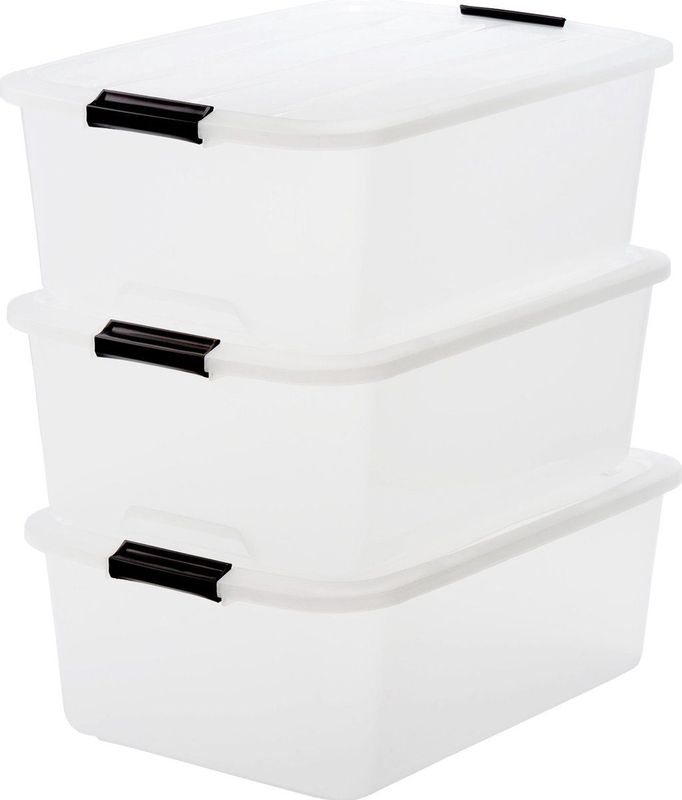 IRIS Topbox Opbergbox -30L - Kunststof - Transparant - Set van 3