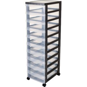 IRIS Design Chest ladesysteem - 10x 7,5L - Wieltjes - Zwart/Transparant