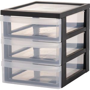 IRIS Design Chest Ladesysteem A5 - 3 Lades - 3 X 2 L - Kunststof - Zwart/Transparant - 2 Stuks