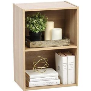 Iris Ohyama, Houten kast met planken/boekenkast/zijkast/basis opbergplanken, Modulair, Design, Kantoor, Woonkamer - Basic Storage Shelf - CX-2 - LichtBruin