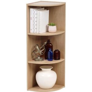 Iris Ohyama, Kast met planken / houten kast met planken / 3 niveaus hoekplank, Modulair, Design, Woonkamer slaapkamer - Corner Shelf - CX-3C - LichtBruin