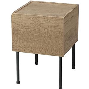 Iris Ohyama, Nachtkastje/Houten nachtkastje/Nachtkastje met lade en plank/Kleine tafel, Design, modulair, Woonkamer, slaapkamer, studeerkamer - IWST-300 - AsBruin