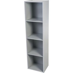 Iris Ohyama, KCX-4, kindermeubel, speelgoedkist, opbergdoos voor kinderen, 4 vakken, design, robuust, modulair, slaapkamer, school, Kids Cube Shelf, grijs