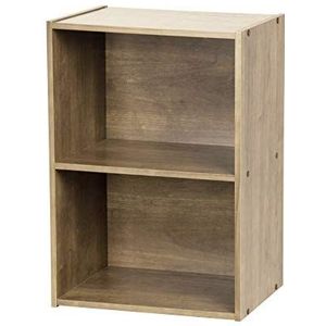 Iris Ohyama, Houten kast met planken / boekenkast / zijkast / basis opbergplanken, Modulair, Design, kantoor, woonkamer, slaapkamer - Basic Storage Shelf - CX-2 - AsBruin