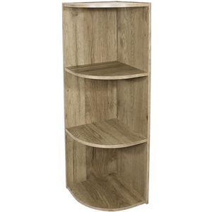 Iris Ohyama, Kast met planken / houten kast met planken / 3 niveaus hoekplank, Modulair, Design, kantoor, woonkamer, slaapkamer - Corner Shelf - CX-3C - AsBruin