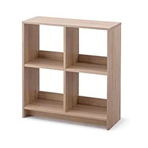 Iris Ohyama, Kubus boekenkast / Open houten plank / Kast met 4 planken , Eenvoudige montage, modulair, kantoor, woonkamer, bibliotheek - Wood Open Shelf - WOS-4 - LichtBruin