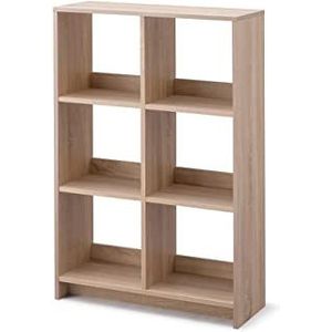 Iris Ohyama, Kubus boekenkast / Open houten plank / Kast met 6 planken , Eenvoudige montage, modulair, kantoor, woonkamer, bibliotheek - Wood Open Shelf - WOS-6 - LichtBruin