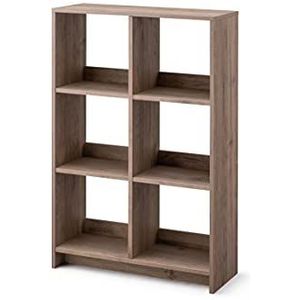 Iris Ohyama, Kubus boekenkast / Open houten plank / Kast met 6 planken , Eenvoudige montage, modulair, Kantoor, woonkamer, school - Wood Open Shelf - WOS-6 - AsBruin