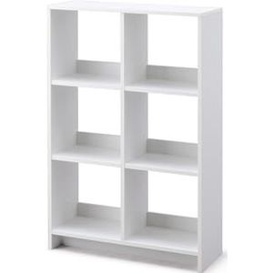 Iris Ohyama, Kubus boekenkast / Open houten plank / Kast met 6 planken , Eenvoudige montage, modulair, Kantoor, woonkamer, school - Wood Open Shelf - WOS-6 - Witte eik