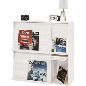 Movian, Opbergkast met planken/meubels met deuren, eenvoudige montage, aanpasbaar, kantoor, woonkamer - Flap Rack FR-F4 - eiken wit