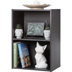 Iris Ohyama, Kledingkast met planken / Houten container met planken / Boekenkast, Modulair, Design, kantoor, woonkamer, slaapkamer - Basic Storage Shelf - CX-2 - Zwart Eiken