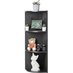 Iris Ohyama, Kast met planken / houten kast met planken / 3 niveaus hoekplank, Modulair, Design, kantoor, woonkamer, slaapkamer - Basic Storage Shelf - CX-3C - Zwart Eiken