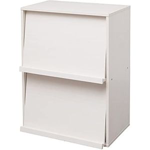 Iris Ohyama, Meubels, boekenkast, opbergrek, 2 opklapbare deuren, design, robuust, modern, multifunctioneel, kantoor, slaapkamer, woonkamer - flap rek CHR-2 - wit eiken