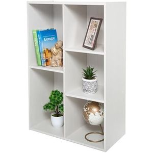 Iris Ohyama, Boekenkast, rek met 5 vakken, boekenkast, scheidingswand, display, woonkamer, slaapkamer, kantoor – Basic Storage Shelf CX-23C – eiken wit